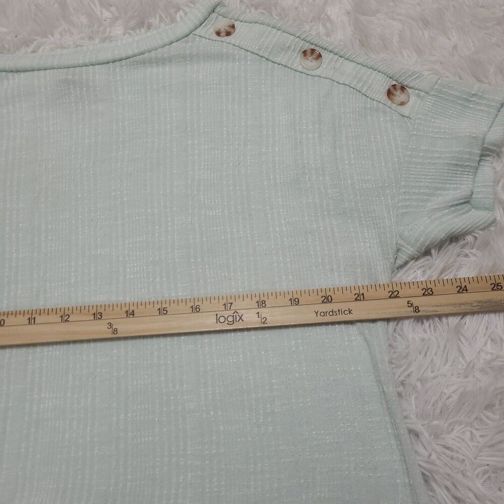 French Laundry Knit Top Womens Size 1XL Blue White Stripe Button Details - Picture 8 of 8